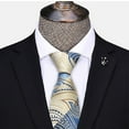 thumbnail image 3 of QCWQMYL Classic Men's Blue White Check Tie Formal Woven Jacquard Plaid Necktie, 3 of 5
