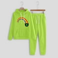 thumbnail image 3 of BiZtdJrK Women's 2025 Fashion Shamrock Print Tracksuits Casual Drawstring Jogger Sweatpants and Long Sleeve Hooded Pullover 2 Piece Sets St Patricks Day Outfits Mint Green S Clearance Sale, 3 of 6