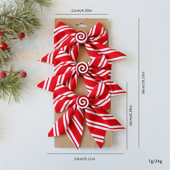 Red Christmas Bows - Linen Red White Plaid & Stripes Bows for Christmas Tree, Twist-Tie Bows, Christmas Decorations for Tree, Garland, Christmas Tree Ornaments