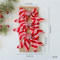 Christmas Wreath Bow 9.84 x 9.84 Inches Large Christmas Bows White Red Stripes Bow Holiday DIY Craft Bow Xmas Tree Topper Ornament Bow for Home Front Door Christmas Decorations