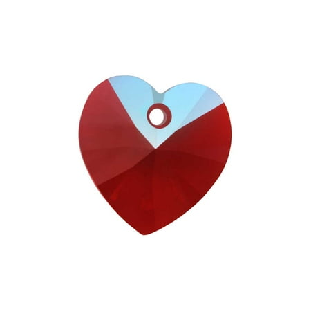- Swarovski Crystal, #6228 Heart Pendants 10mm, 6 Pieces, Light Siam Shimmer