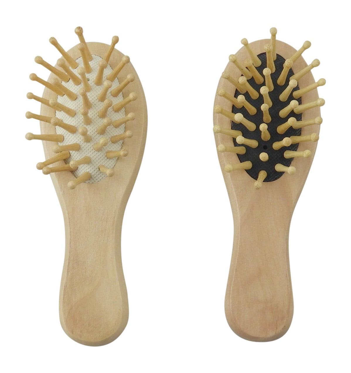 Dependable Industries (2 Pack) Wooden Bamboo Cushioned Detangle Massaging Hairbrush Travel Purse Size