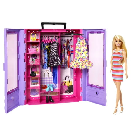 Barbie Fashionistas Doll and Ultimate Closet Playset with Clothes and Accessories