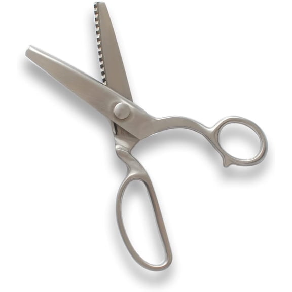 ABCISI All Stainless Steel Pinking Shears Scissors for Fabric, Heavy Duty Serrated Pinking Shears, Decorative Edge Zig Zag Cut Scissors for Cloth, Leather, Denim, Paper, 8 Inch