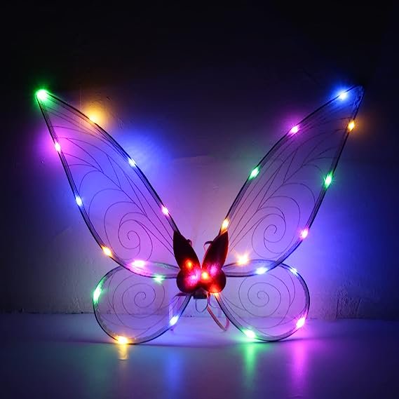 Light Up Fairy Wings Sparkly Butterfly Wings for Women Girls LED