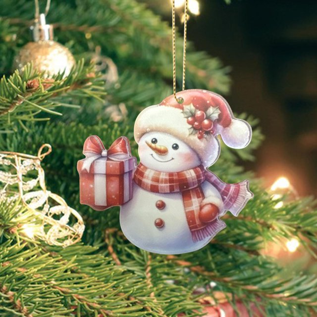 Adorno colgante navideño de Papá Noel Macarena acrílico con caja de regalo