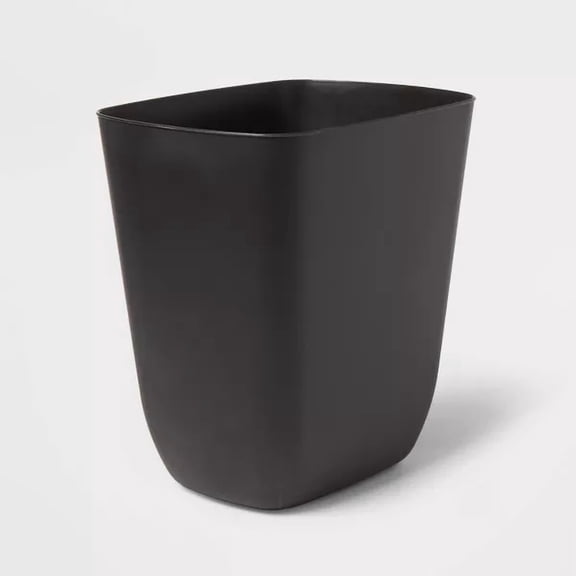 3gal Open Vanity Waste Basket Black Compact Matte Plastic Indoor Trash Can, Small Size, Bathroom Use