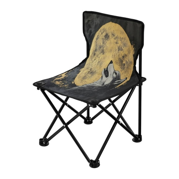 Outdoor Folding Chair 14.46x14.46x22.83 Inches, Camping Folding Chair Easy to Carry Ideal for Outdoor Picnics Camping Park Fishing The Wolf in The Moon