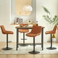 thumbnail image 6 of NORDICANA Swivel Barstools Set of 2, Brown Leather PU Bar Stool Adjustable Height with Cozy Backrest for Bar, Pub, 6 of 7