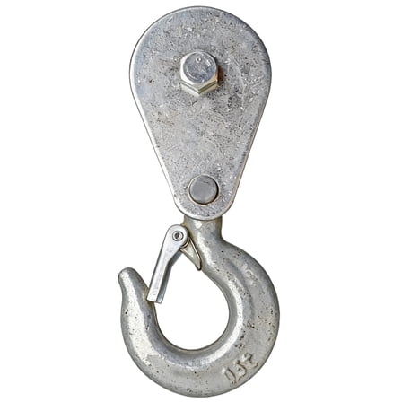 Pulley Block with Hook, Heavy Duty Lifting Pulley, Steel Swivel Hook, 0.5 Ton (1102 Ibs) Capacity, for Heavy Duty Lifting, Fits Rope in diameter< 0.24 in (6 mm), Zinc-Coated Anti-Rust Design