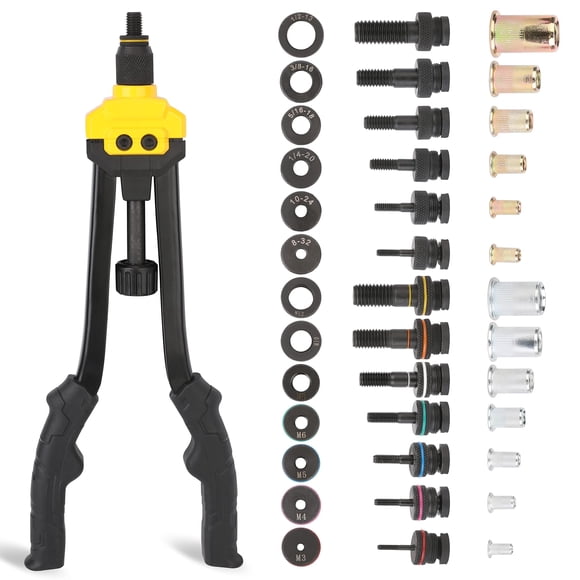 Kit de Herramientas para Tuercas Remachables HURRICANE de 41 cm con 130 Piezas de Tuercas