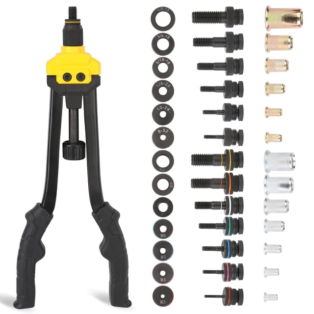 Kit de Herramientas para Tuercas Remachables HURRICANE de 41 cm con 130 Piezas de Tuercas