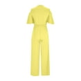 thumbnail image 2 of UPPADA Women Elegant and Stylish Off-Shoulder Jumpsuit V-Neck Short Sleeve Cocktail Overall Ladies Rompers for Dinner Party Yellow,XL, 2 of 5