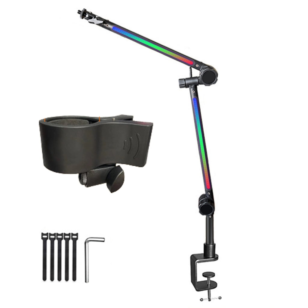 Rotatable LED Mic Arm Stand LED Boom Arm Adjustable Mic Stand for Professional Recording Home Studio Broadcasting