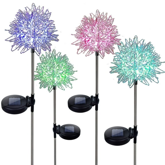 Outdoor Decorative Solar Garden Lights, 4 Pack Waterproof Solar Dandelion Flowers Lights, LED Landscape Lighting for Yard Patio Lawn Garden Pathway