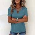thumbnail image 5 of Edvintorg Womens Trendy Clothes Plus Size Lightweight Keyhole Neck Short Sleeve Cut Out Casual Shirts Women's Tops, Tees & Blouses Navy XL, 5 of 6