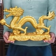 thumbnail image 4 of Feng Shui Gold Dragon Chinese Statue Figurine Housewarming Congratulatory Paperweights Gift Tabletop Decor Collection , L L, 4 of 9