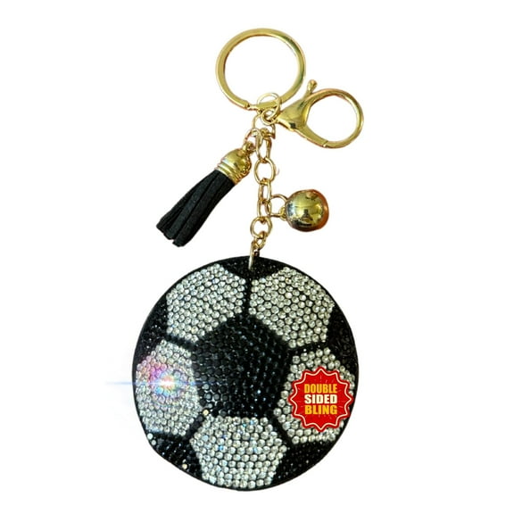 Popfizzy Bling Soccer Keychain for Women and Girls, Rhinestone Purse Charm, Bag Charm, Girls Soccer Gifts, Double Sided