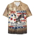 thumbnail image 6 of UngA 250 Anniversary USA T Shirt, Men's American Flag Button Down Shirt Casual Eagle Hawaiian Shirts Patriotic Short Sleeve T Shirts for Man (Khaki,L), 6 of 6
