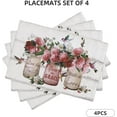 thumbnail image 2 of Rose Flower Placemats Set of 4 Farmhouse Peony Floral Table Mats Washable Place mats for Home Party Indoor Kitchen Dining Table Decoration 12x18 Inch, 2 of 6