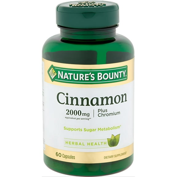 Nature's Bounty Herbal Health Cinnamon   Chromium Capsules, 2000 mg, 60 Ct (3 pack) (Bundle)