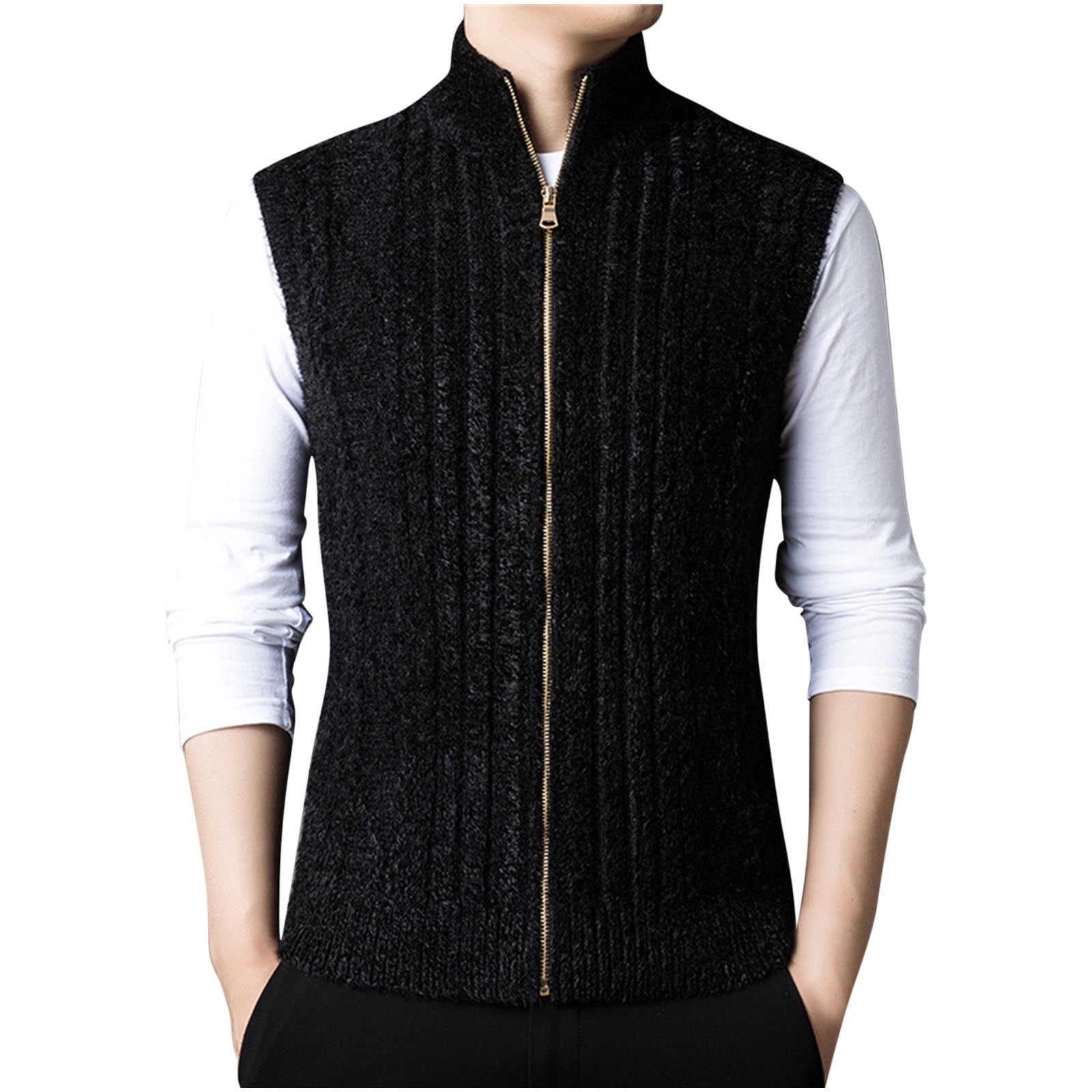 Pejock Mens Windproof Lightweight Golf Vest Outerwear with Pockets, Softshell Sleeveless Jacket for Running Hiking Sports