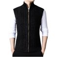 thumbnail image 3 of WREESH Fashion Vest Men'S Casual Stand Up Collar Slim Warm Knit Sweater Sleeveless Hooded Casual Jacket Black, 3 of 8