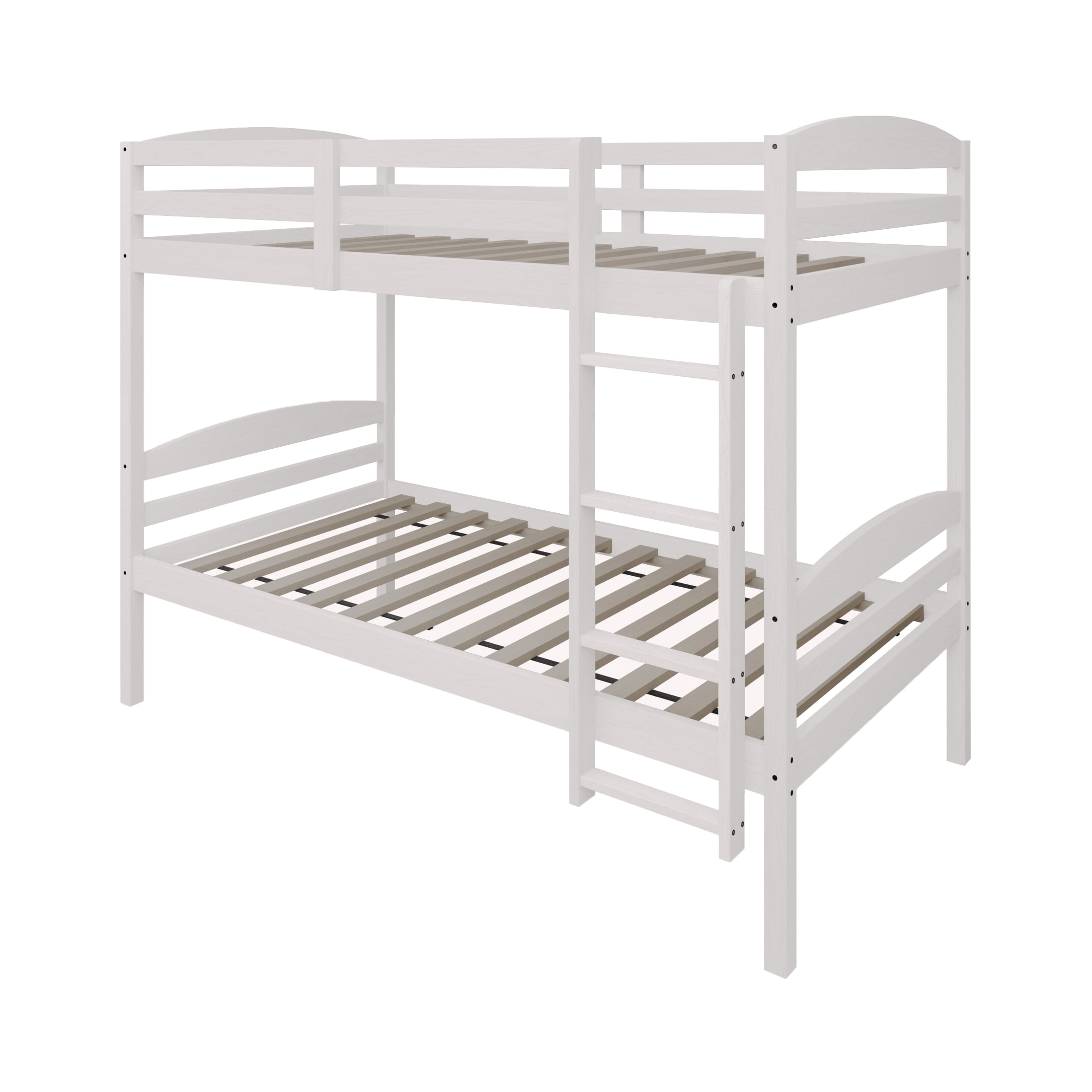 Castle Place Contemporary Twin over Twin Wooden Convertible Bunk Bed, White
