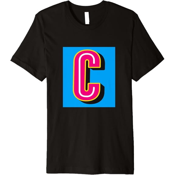 Enjoy Cool C Alphabet Cute Initial Monogram Letter C Graphic Premium T-Shirt men and women can wear, black, white, gifts