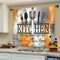 thumbnail image 6 of Burnt Orange Kitchen Curtains Short Small Funny Quotes Farmhouse Wooden Plank Wood Knife and Spoon Rod Pocket Black White Bedroom Living Room Treatment Fabric 2 Panels 27.5Wx39H Inch, 6 of 6