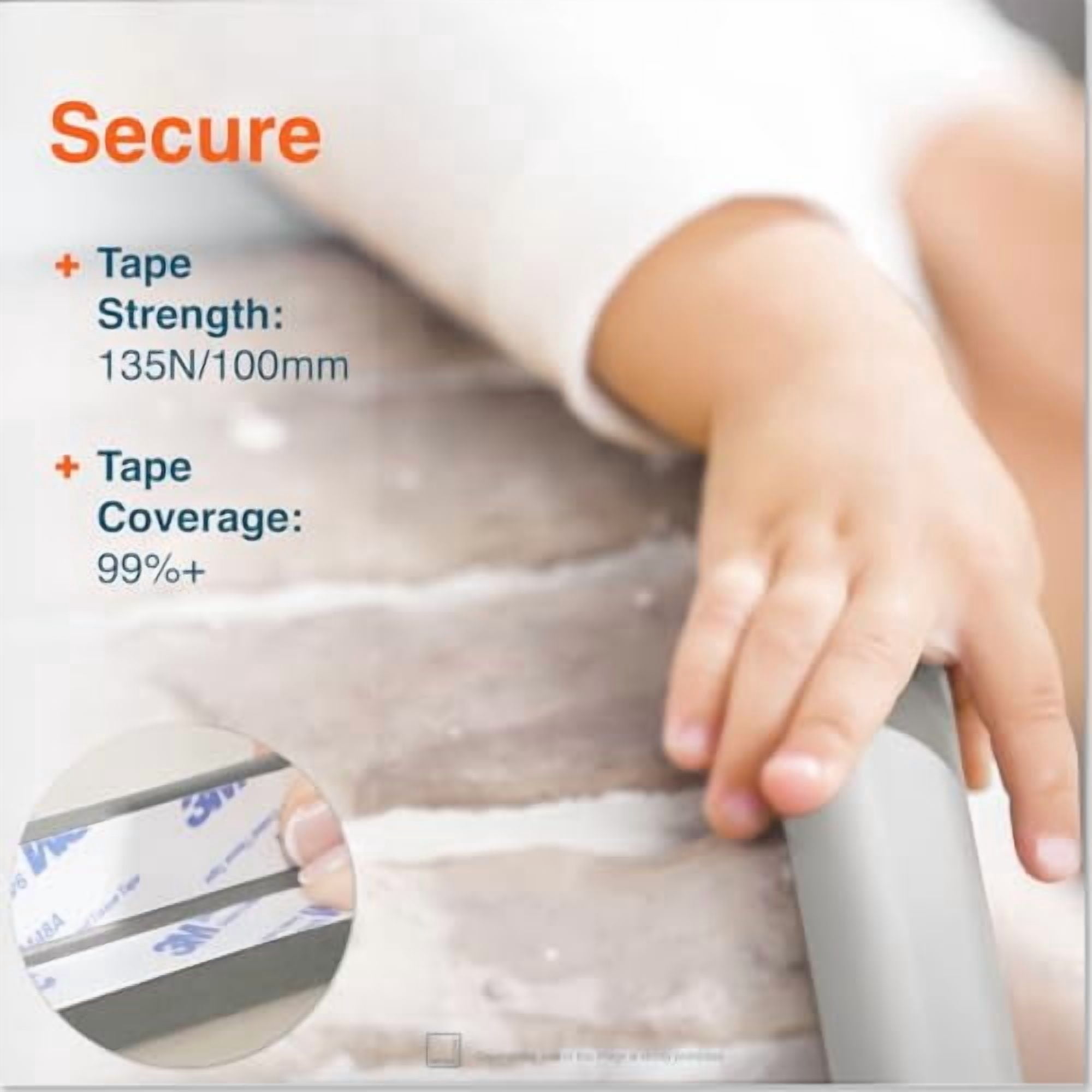 HeftyFit Edge Corner Protector Baby Proofing (Large 15ft Edge 4 Corners), Heavy-Duty, Soft NBR Rubber Foam, Furniture Fireplace Safety Bumper Guard, 3M Adhesive, Stone Grey