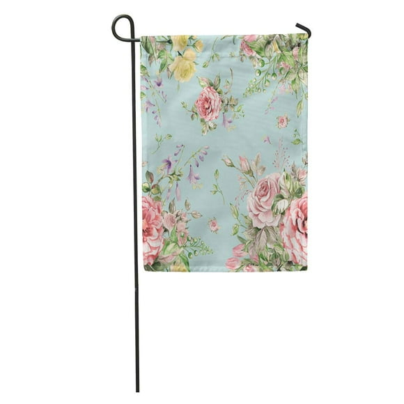 POGLIP Colorful Victorian Watercolor Luxury Bouquet Pink Flower Floral Pattern Garden Flag Decorative Flag House Banner 28x40 inch
