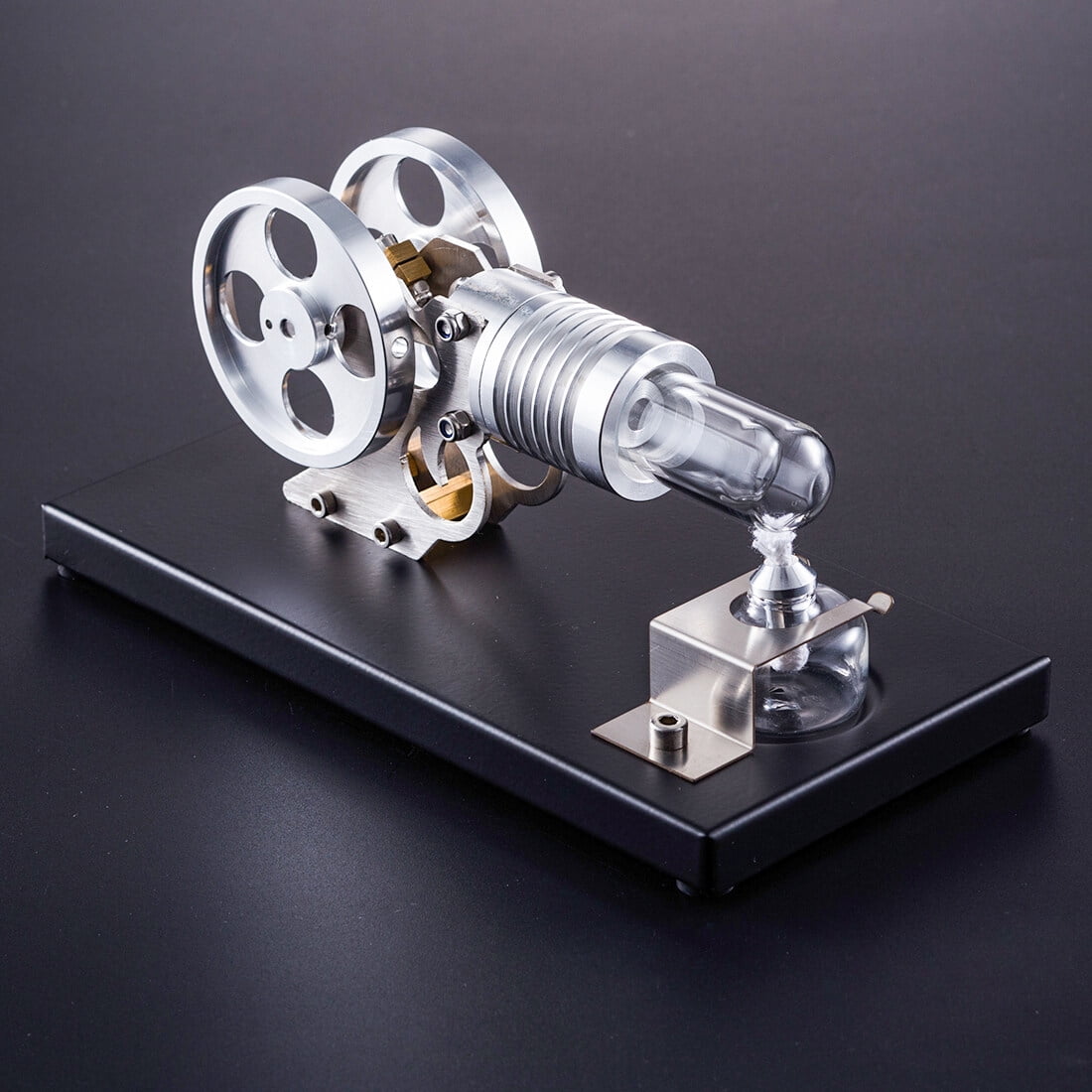 Stirling Engine Model Kit That Works, Metal & Glass Hot Air Stirling Engine with Alcohol Lamp for Educational Science Demonstrations