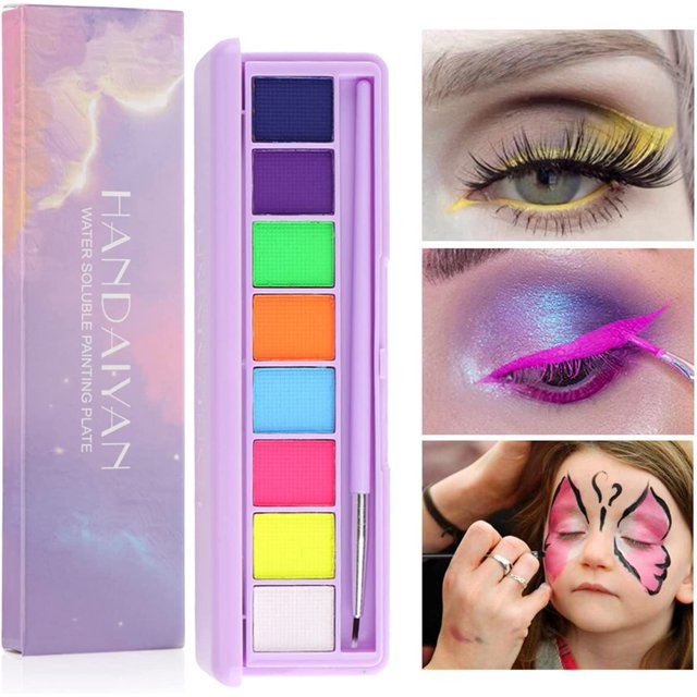Pintura facial, pintura fluorescente, paleta de maquillaje para niños, pintura facial de maquillaje fluorescente, kit de pintura con pinceles para maquillaje infantil Navidad Carnaval Maquillaje de Halloween Kuyhfg Sin marca