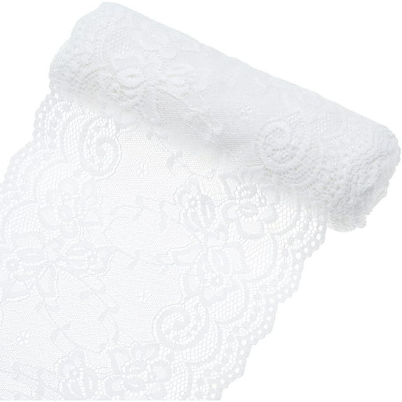 5 Yards Lace Roll White Cotton Lace Trim Fabric 6" Wide for DIY Making