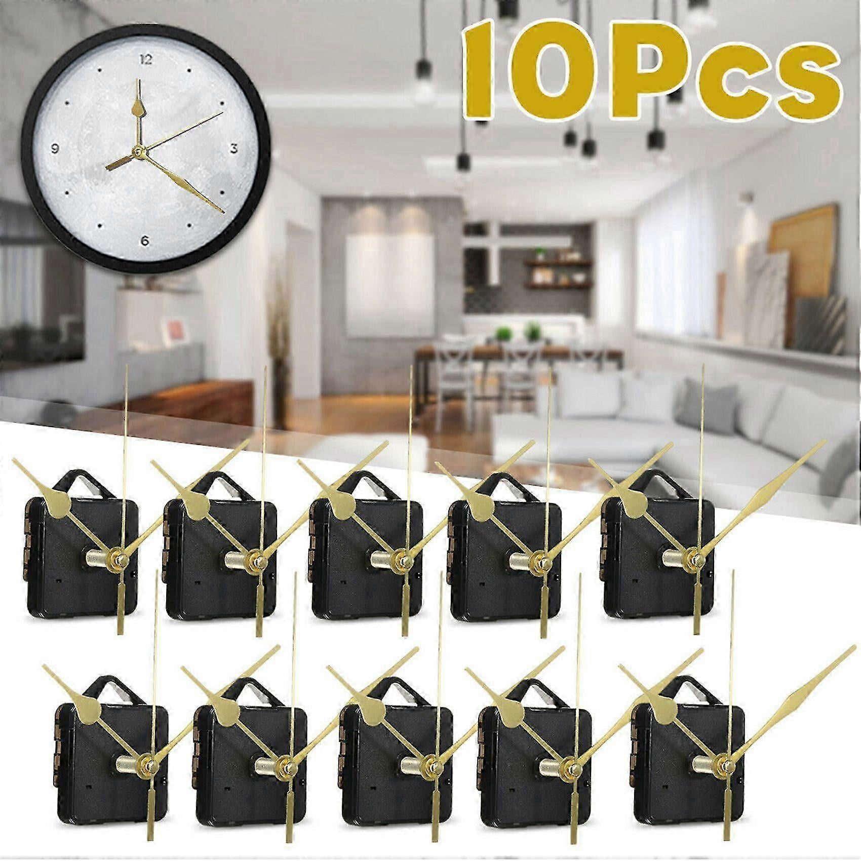 10Pcs DIY Silent Movement Spindle Hands Wall Quartz Clock Movement Mechanism Repair Tools Part Cloc