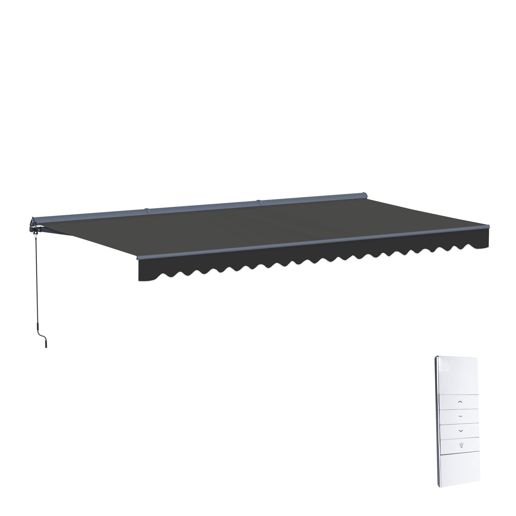 Semi-Cassette Motorized LED Luxury Patio Awning - 20 x 10 Ft - Onyx Black - Moroccan Collection