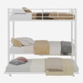thumbnail image 5 of Heavy Duty Sturdy Metal Twin Over Twin Bunk Bed with Enhanced Upper-Level Guardrail, Non-Slip Ladder, Noise Reduced, 350 lbs Weight Capacity, Easy Assembly with All Tools, White, 5 of 11