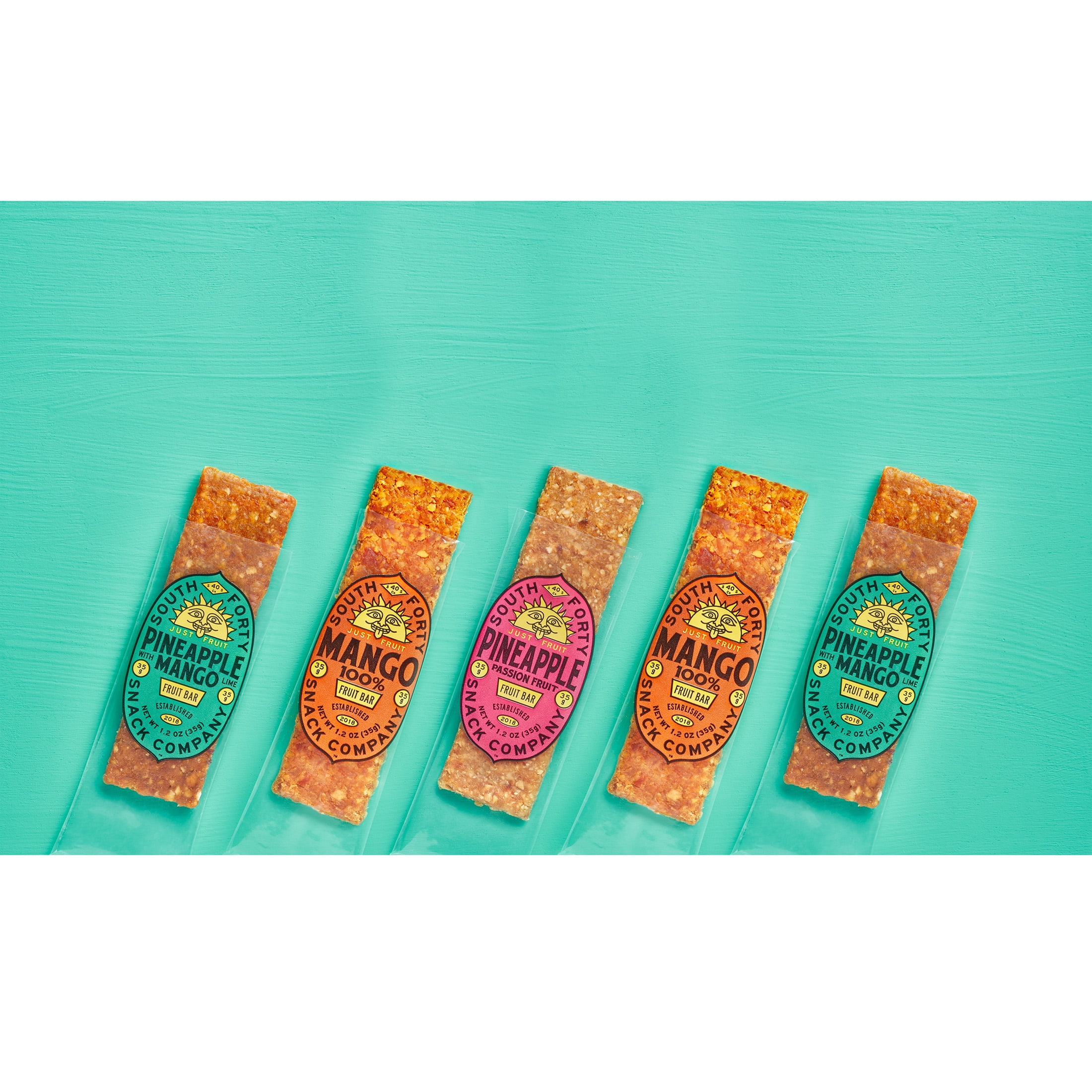 South 40 Snacks Tropical Chewy Dried Fruit Bars, Variety Mix of 3, 18 pack
