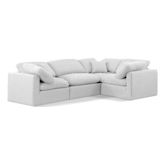 Meridian Furniture Indulge 123.5" Fabric L-Shaped Modular Sectional in White