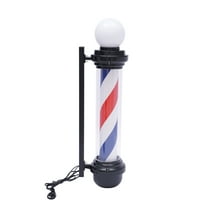 Toolven 32-inch LED Barber Pole with Red, White, and Blue Spiral Design, Wall-Mounted with 50 RPM Motor, Perfect for Barber Shops