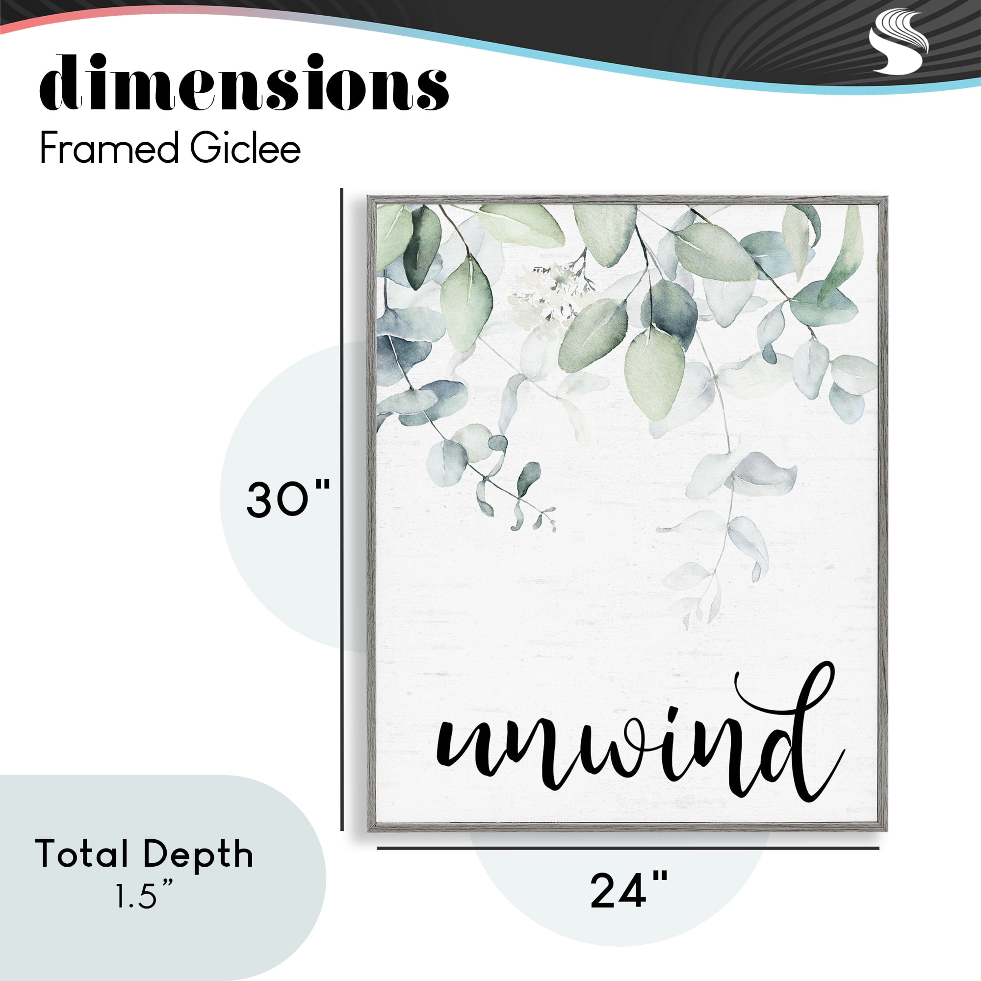 Unwind Leafy Herbs Gray Framed Giclee Art, design by Lettered and Lined