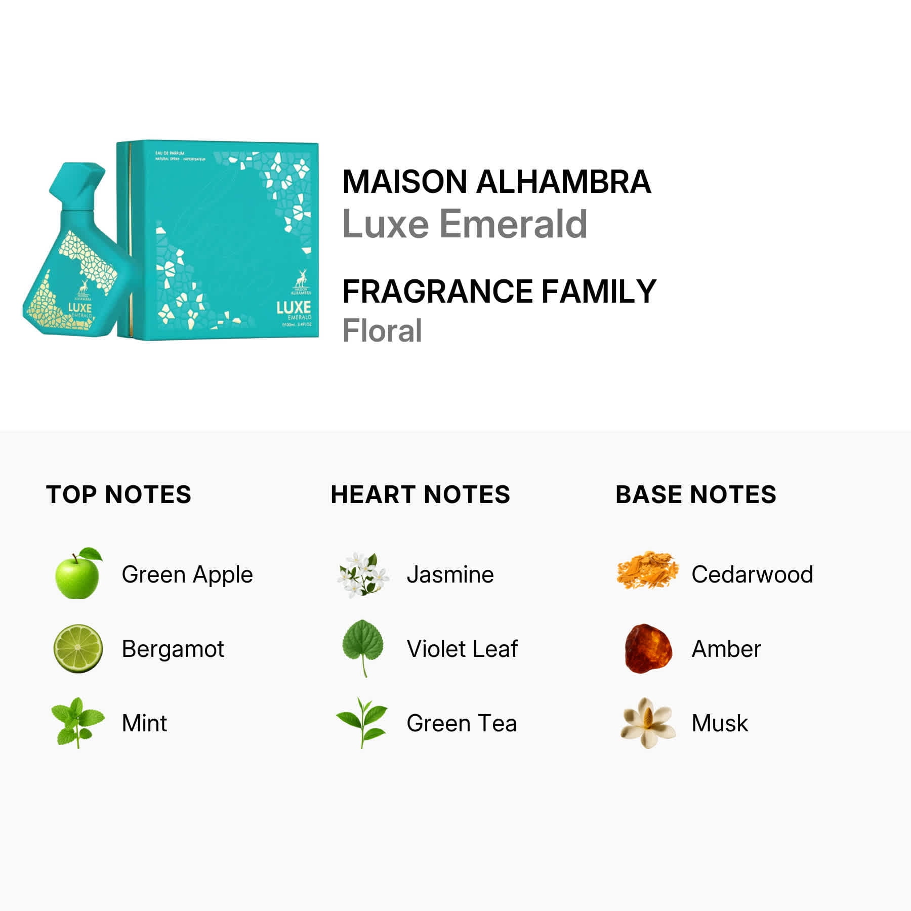 香水(男性用) Maison Alhambra Luxe Emerald Maison Alhambra, Unisex Luxe Emerald EDP Spray 3.4 oz