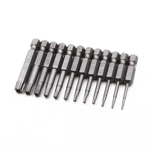 12PCS 1/4" Hex Bits Driver Tamper Proof Security Drill Magnetic Bit Set Torx Screwdriver Flat Head F1FC High Quality 50mm Gong Bohan LED