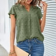thumbnail image 6 of Timegard Top for Women Summer Lightweight V Neck Ruffle Short Sleeve Ruched Solid Color Casual Top Tee, 6 of 8