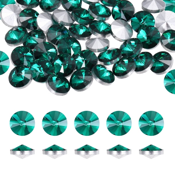 Uxcell Piedras de Rhinestone con Punta, 100 Pcs 6mm Redondas de Cristal Facetado para Artes de Uñas (Verde Poroso)