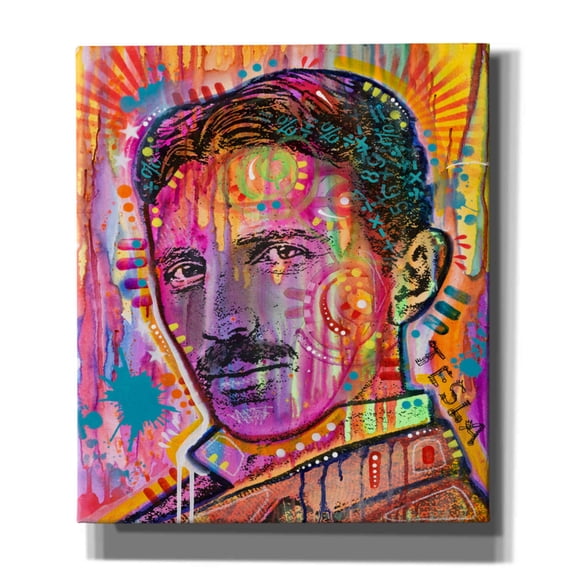 Epic Graffiti 'Tesla' by Dean Russo, Canvas Wall Art, 26"x30"