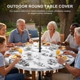 thumbnail image 3 of Round Outdoor Tablecloth with Umbrella Hole and Zipper, Grey Spring Floral Tablecloth with Elastic Waterproof, Flowers Botanical Elegant Pastoral Patio Table Covers for 45" - 54" Picnic Pool Tables, 3 of 9