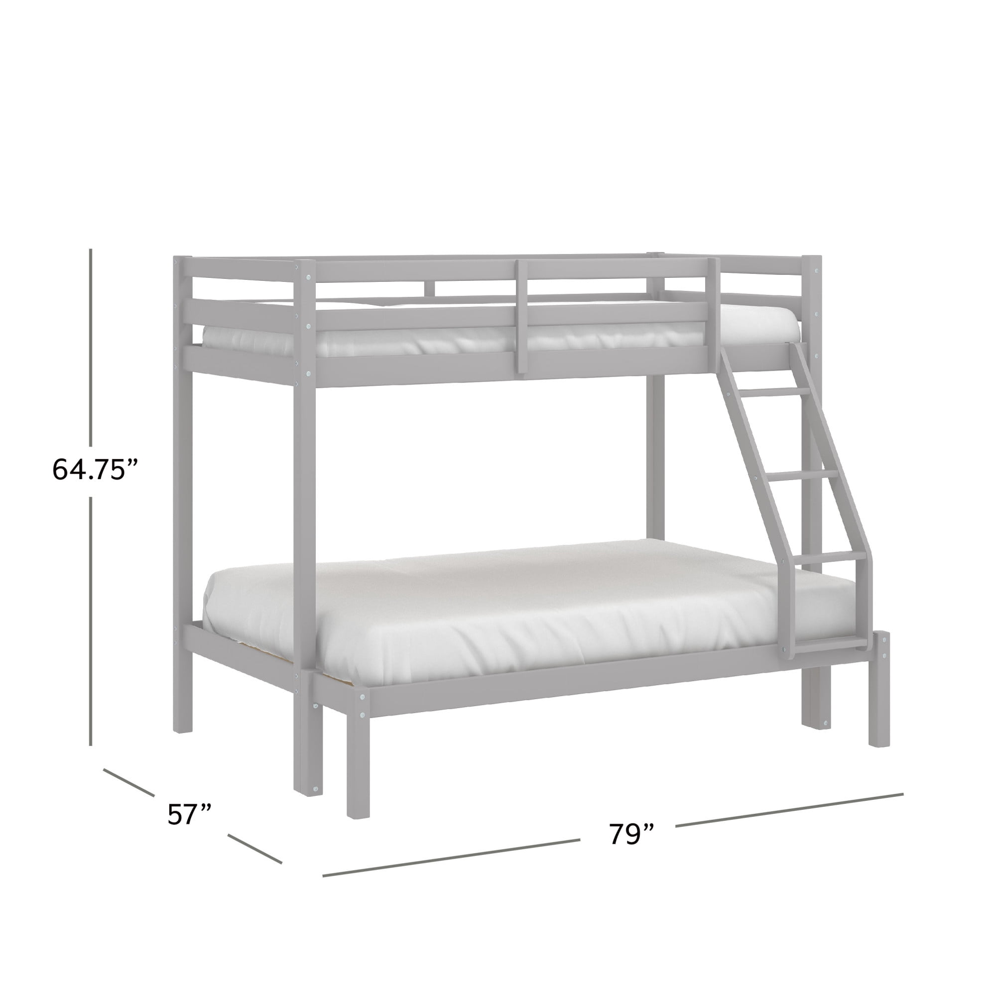 Campbell Wood Twin over Full Convertible Bunk Bed, Gray