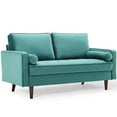 thumbnail image 2 of Modway Valour Causeuse Moderne en Velours de Performance Bleu Sarcelle/noyer, 2 of 10